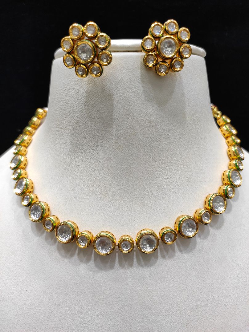 Fine Fashion Kundan Polki Jewellery Set By Chokerset CSACS463