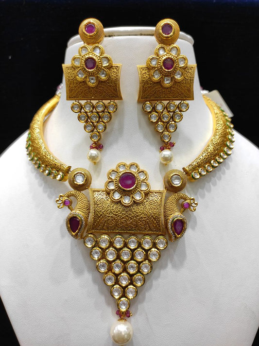 Fine Fashion Kundan Polki Jewellery Set By Chokerset CSACS409