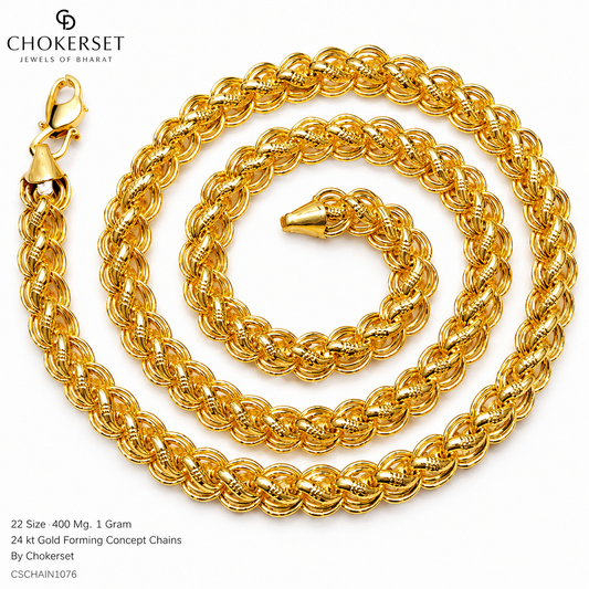 22 Size 400 Mg.1 Gram 24 kt Gold Forming Concept Chains By Chokerset  CSCHAIN1076
