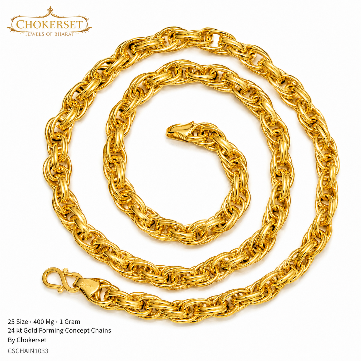 25 Size 400 Mg.1 Gram 24 kt Gold Forming Concept Chains By Chokerset  CSCHAIN1033