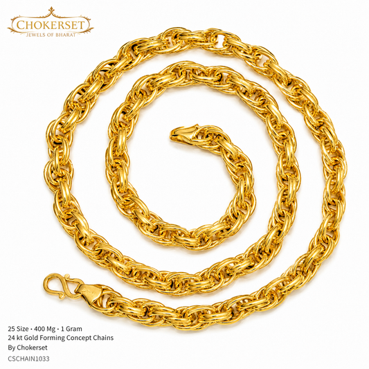 25 Size 400 Mg.1 Gram 24 kt Gold Forming Concept Chains By Chokerset  CSCHAIN1033