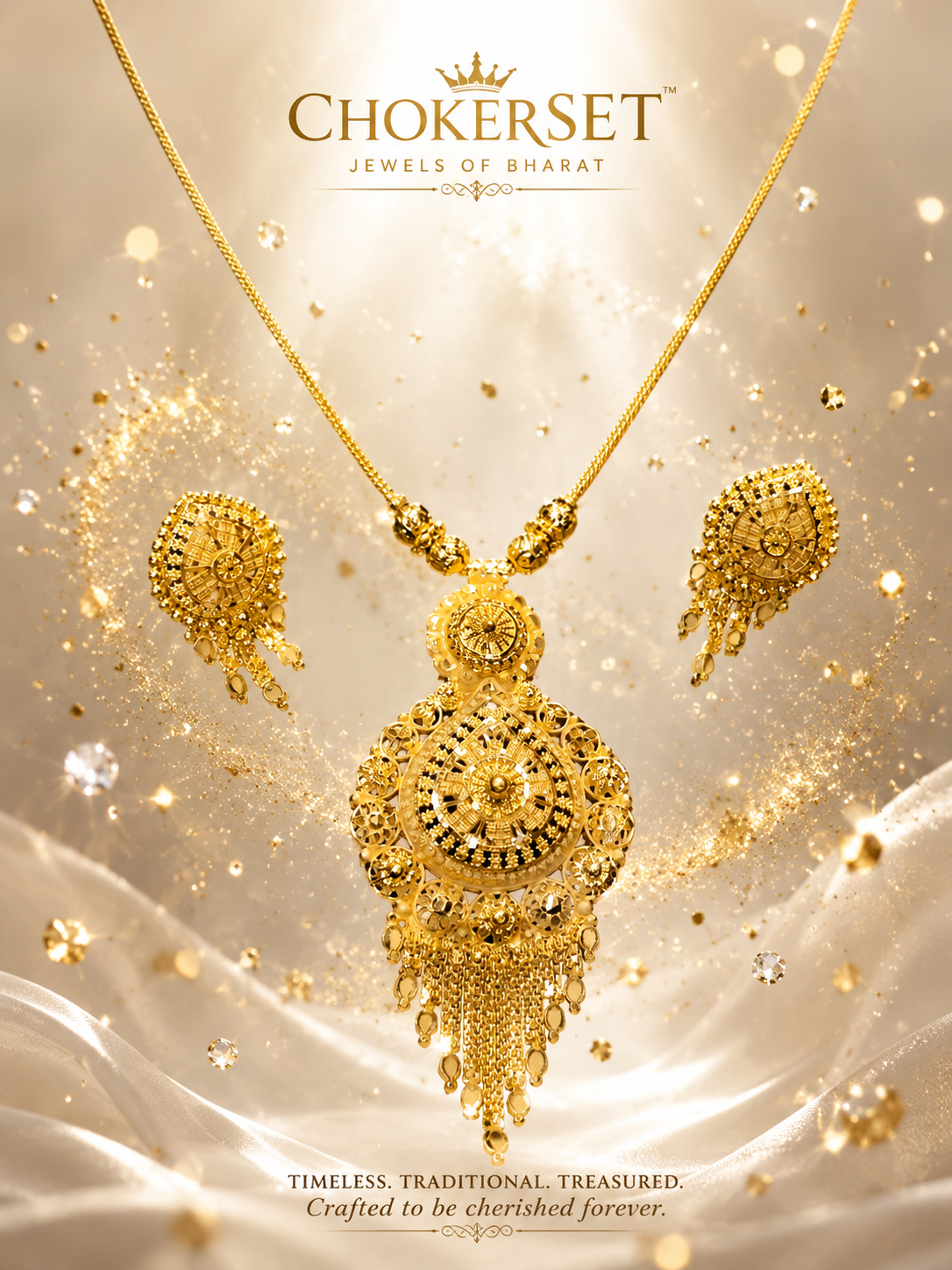 18 Size 200 MG Gold Forming Necklace By Chokerset PSET6351