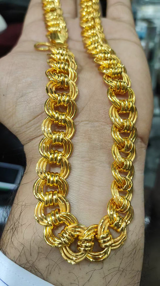 Triple Kunda Chain SIZE 21 ( 53.34 CM ) 85 Gram 15.5 MM Thickness In 200 Mg Gold Forming (20230808)