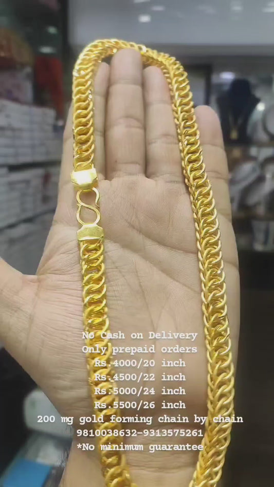 Solid Kunda Chain 20-22-24-26 SIZE 200 mg Gold Forming Jewellery By Chokerset(20230817)