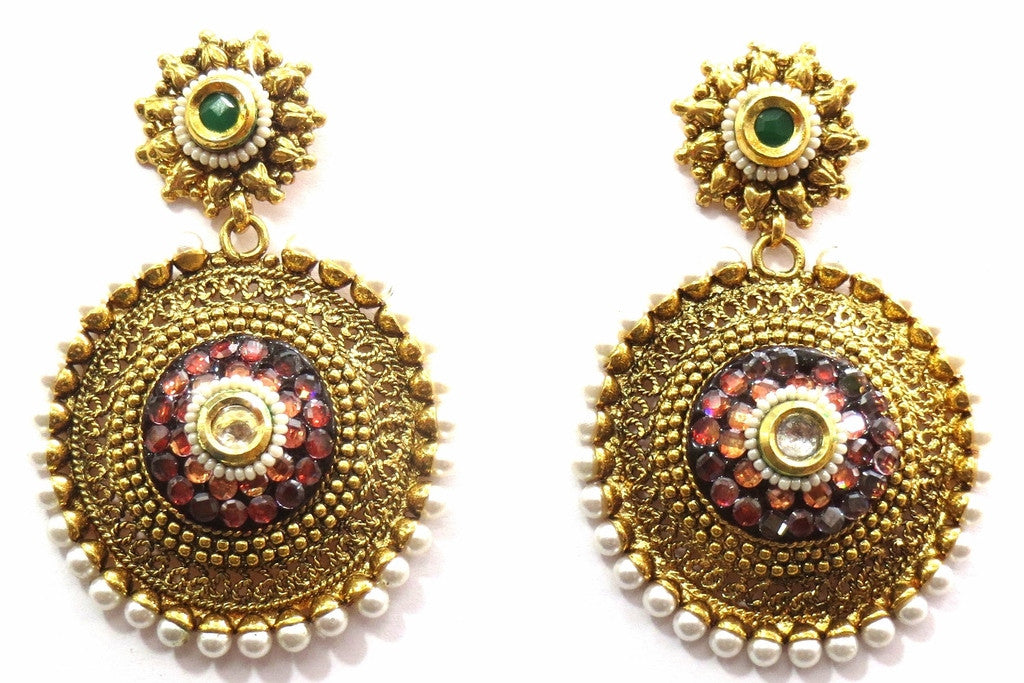 Jewelshingar Jewellery Polki Kundan Zircon Earrings For Women ( 10791-pe-aqpl ) - JEWELSHINGAR