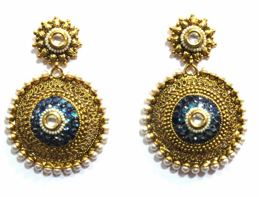 Jewelshingar Jewellery Polki Kundan Zircon Earrings For Women ( 10794-pe-blue-aqpl ) - JEWELSHINGAR