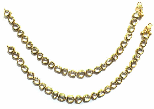 Jewelshingar Jewellery Polki Kundan Gold Plated Payal / Pajeb / Anklet For Women (10885-payal ) - JEWELSHINGAR