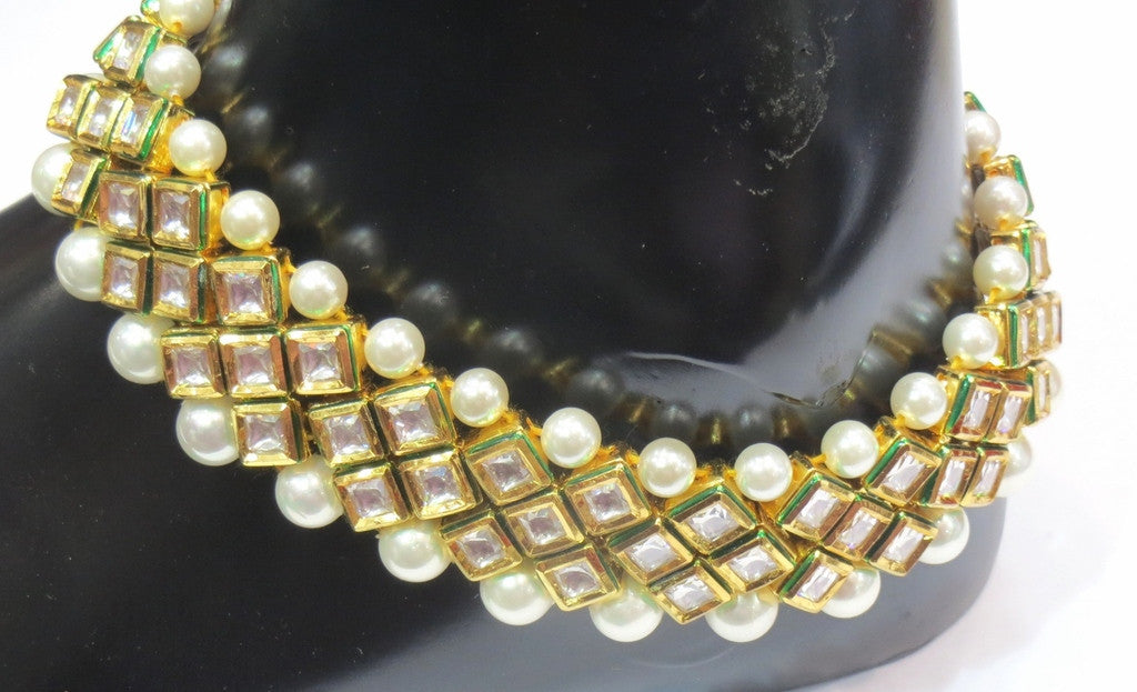 Jewelshingar Jewellery Polki Kundan Gold Plated Payal / Pajeb / Anklet For Women (10895-payal ) - JEWELSHINGAR