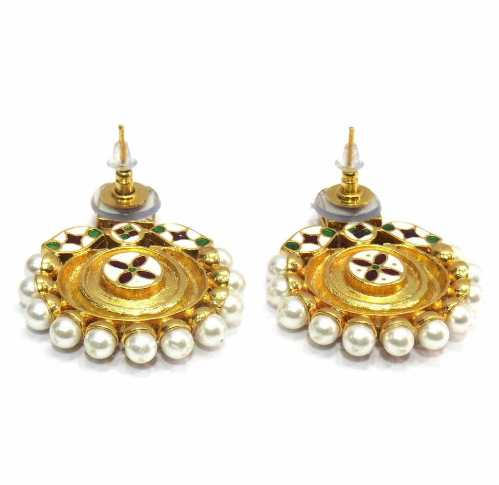 Jewelshingar Jewellery Polki Kundan Zircon Earrings For Women ( 12744-ace ) - JEWELSHINGAR