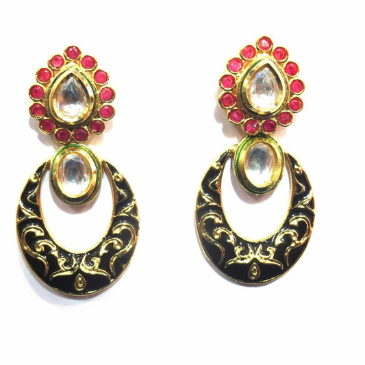 Jewelshingar Jewellery Polki Kundan Zircon Earrings For Women ( 12820-ace ) - JEWELSHINGAR