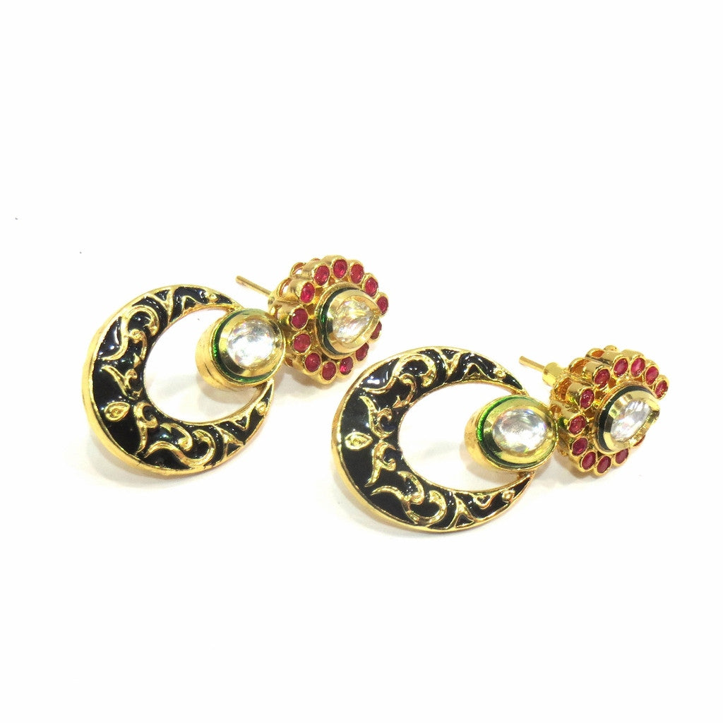 Jewelshingar Jewellery Polki Kundan Zircon Earrings For Women ( 12820-ace ) - JEWELSHINGAR