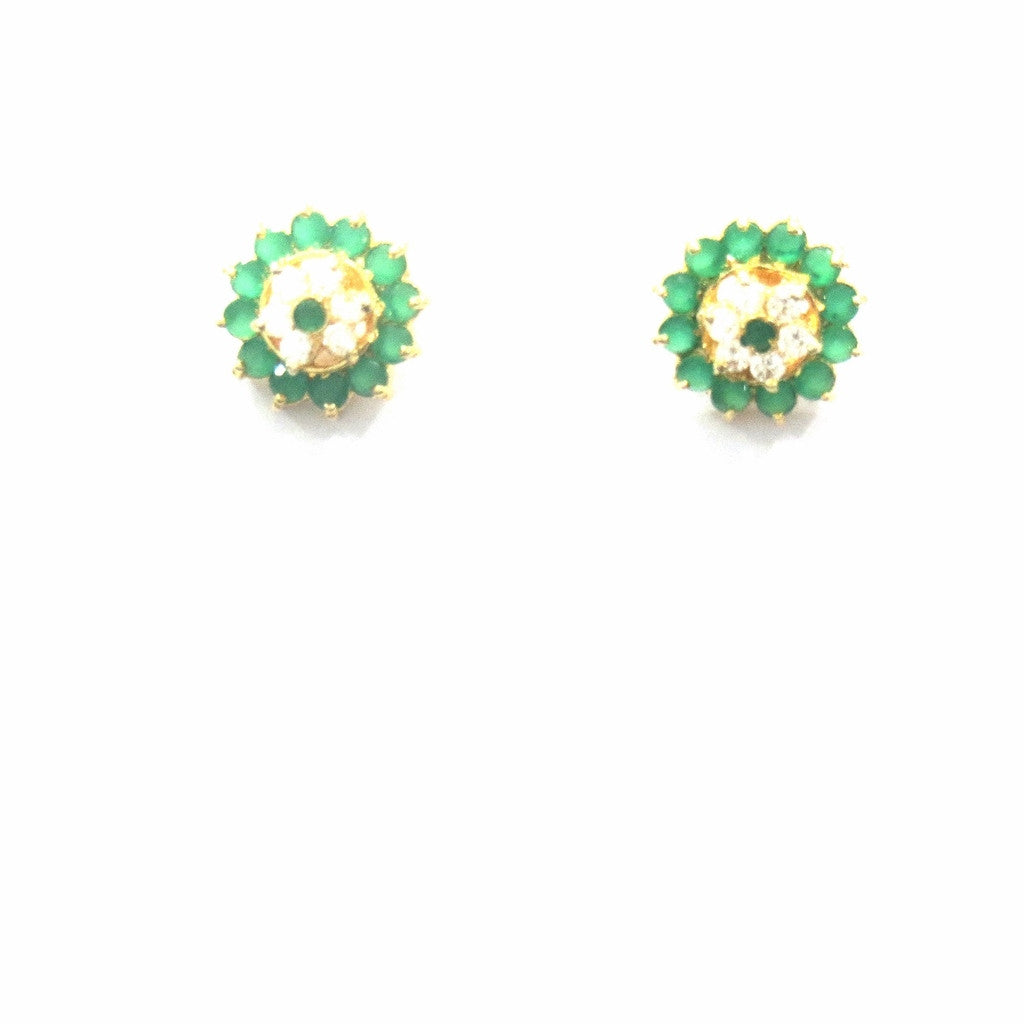 Jewelshingar Jewellery Silver / Gold Plated American Diamond Earrings Studs For Women ( 14615-gjt-green ) - JEWELSHINGAR