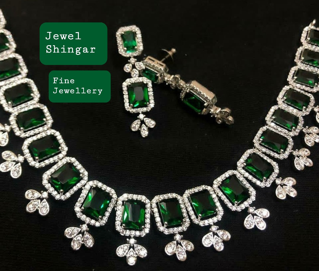 Jewelshingar Fine American Diamond necklace with earrings
