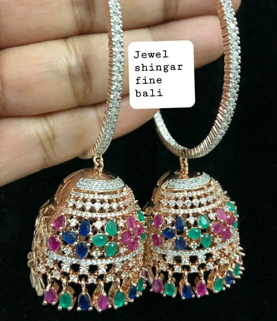 Jewelshingar Finest Austrian Diamond Bali jhumki Dandlers earrings (193108JS)