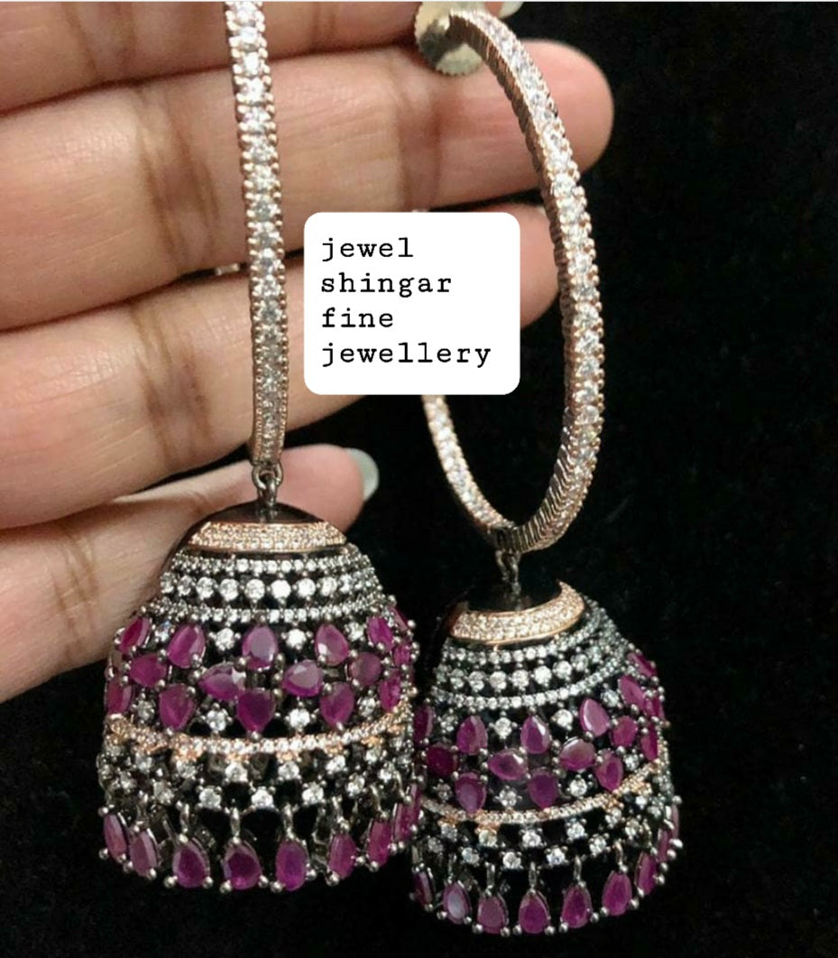 Jewelshingar Finest Austrian Diamond Bali jhumki Dandlers earrings (193108JS)