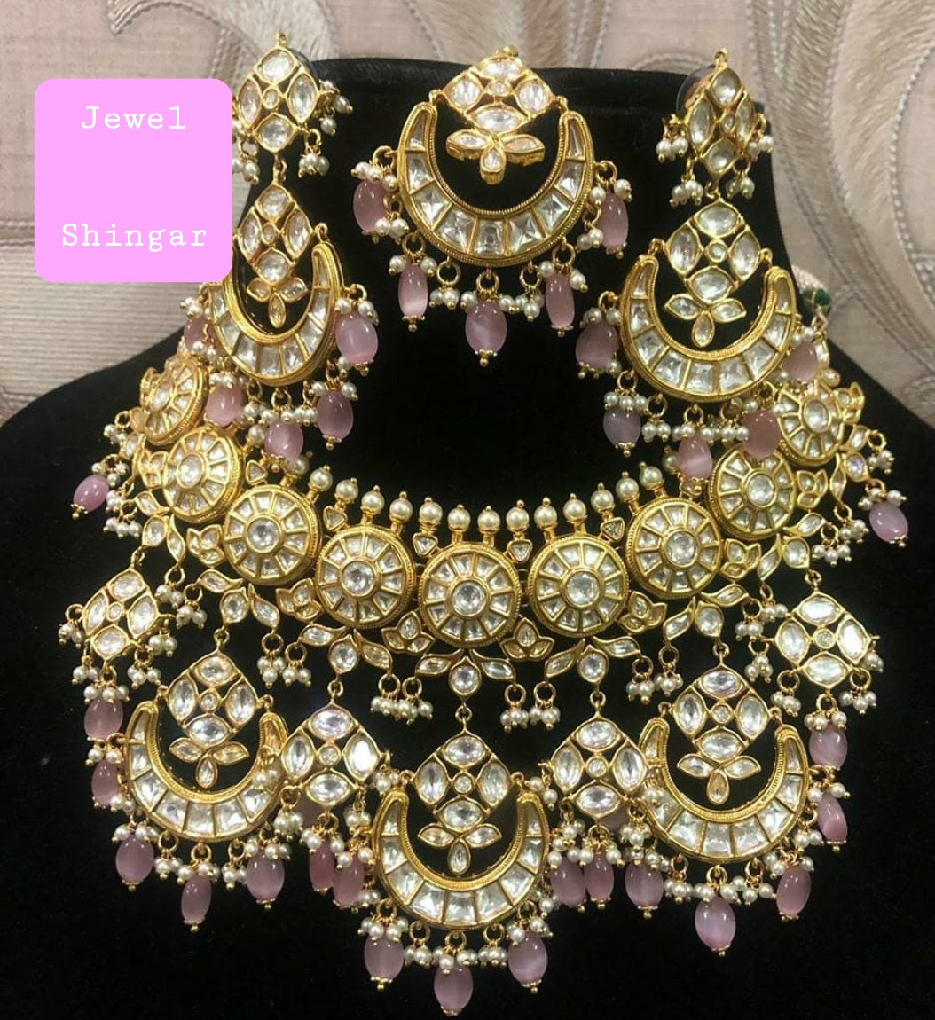 JEWELSHINGAR FINE POLKI KUNDAN NECKLACE SET (002857JS)