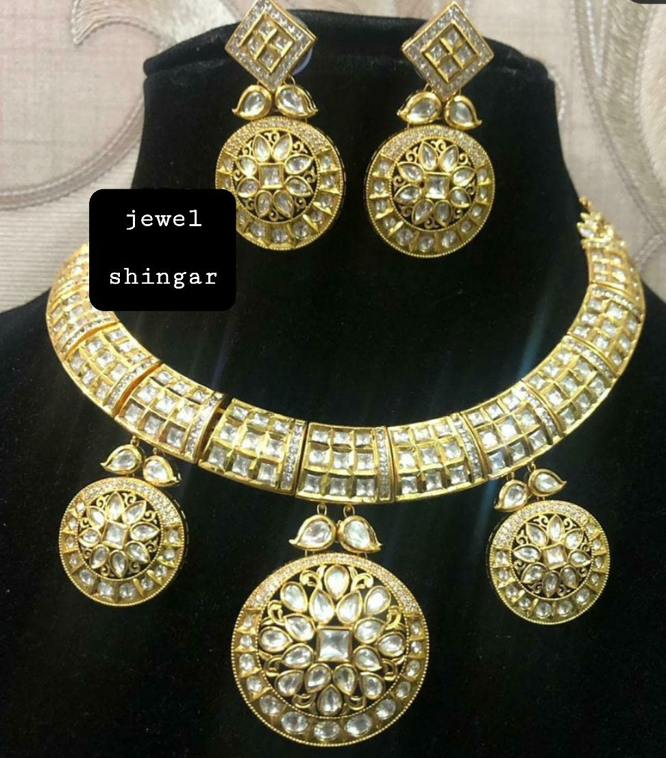 JEWELSHINGAR POLKI KUNDAN NECKLACE SET (004200JS)