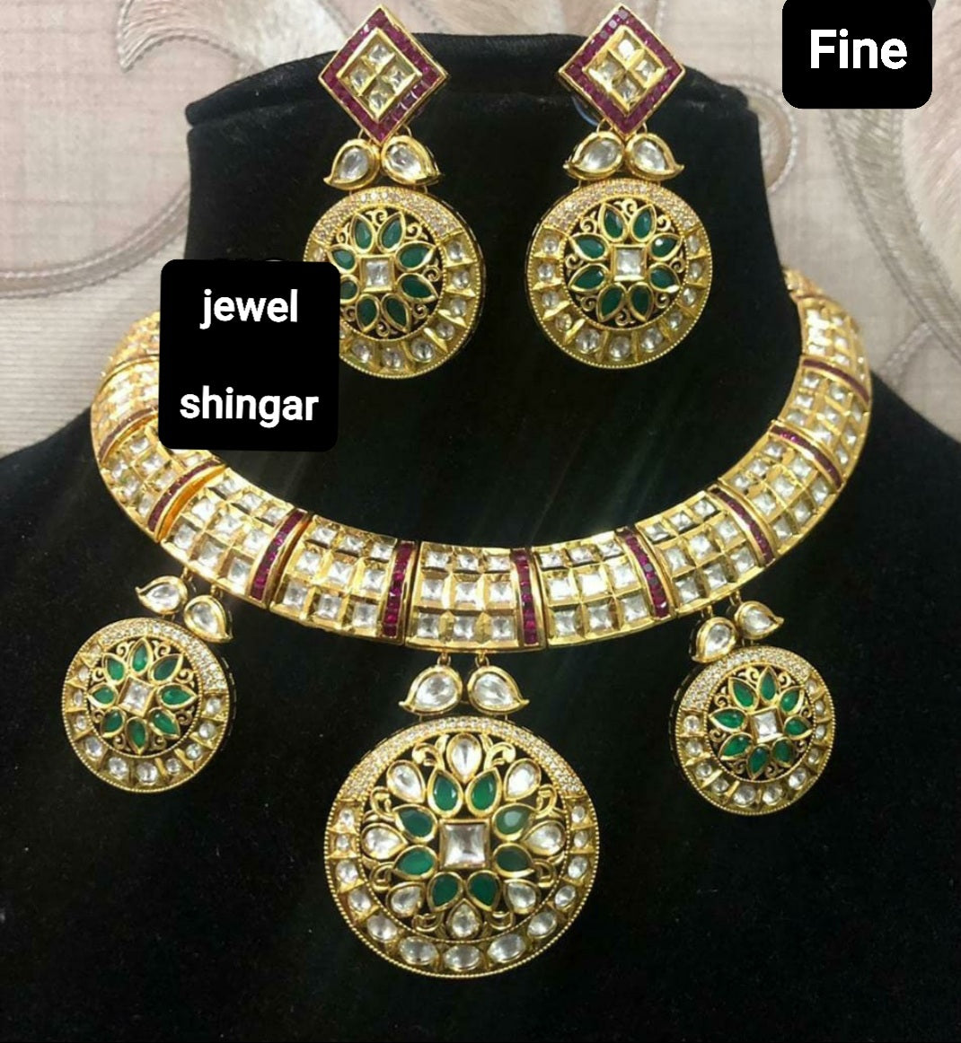 JEWELSHINGAR POLKI KUNDAN NECKLACE SET (004200JS)