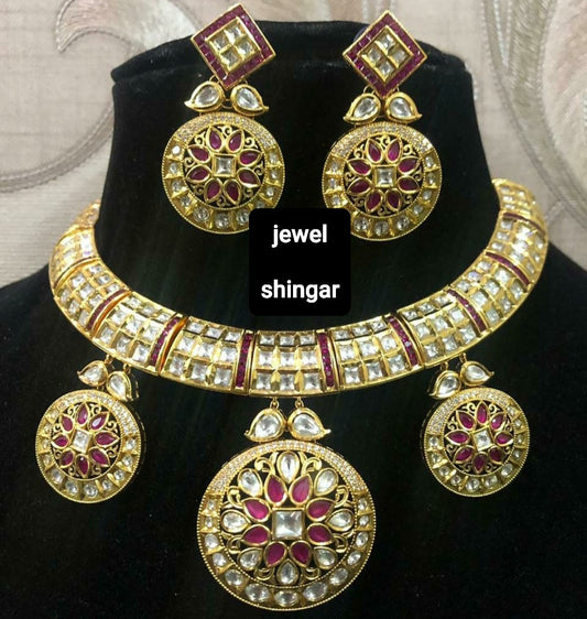 JEWELSHINGAR POLKI KUNDAN NECKLACE SET (004200JS)