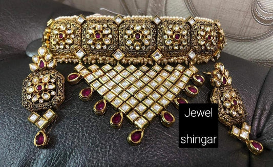 JEWELSHINGAR FINE CHOKER IN POLKI KUNDAN (005011JS)