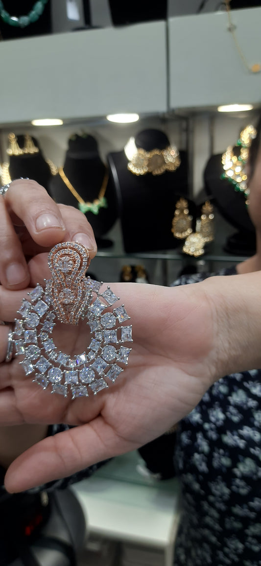Jewelshingar Jewellery Fine Signity Zircon Dangle & Drop Earrings For Girls ( 195847EAD )