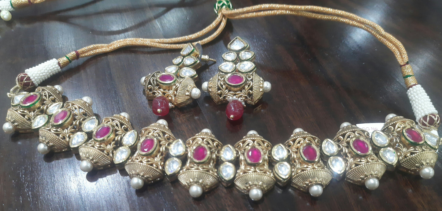 Jewelshingar Fine polki Kundan Jewellery Choker Set for Women