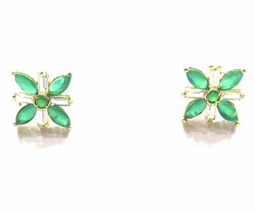 Jewelshingar Jewellery Diamond Looking Stud Earrings For Women ( 39383-ead-studds-green )