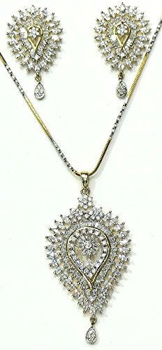 Jewelshingar Women's American Diamond Pendant Set Silver Jewellery ( 2302-psad ) - JEWELSHINGAR