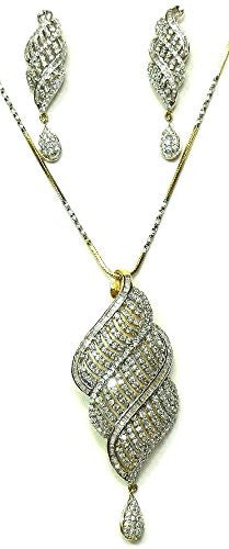 Jewelshingar Women's American Diamond Pendant Set Silver Jewellery ( 2304-psad ) - JEWELSHINGAR