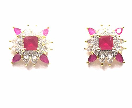 Jewelshingar Jewellery Diamond Looking Stud Earrings For Women ( 39241-ead-studds-ruby )