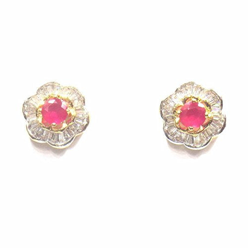 Jewelshingar Jewellery Diamond Looking Stud Earrings For Women ( 39332-ead-studds-ruby )