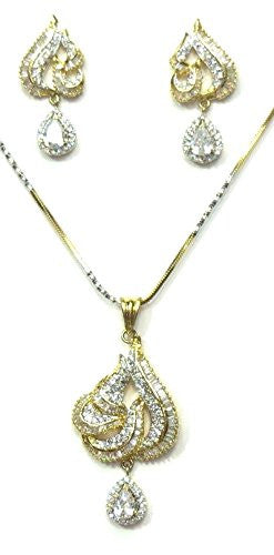 Jewelshingar Women's American Diamond Pendant Set Silver Jewellery ( 2409-psad ) - JEWELSHINGAR