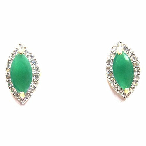 Jewelshingar Jewellery Diamond Looking Stud Earrings For Women ( 39510-ead-studds-green )