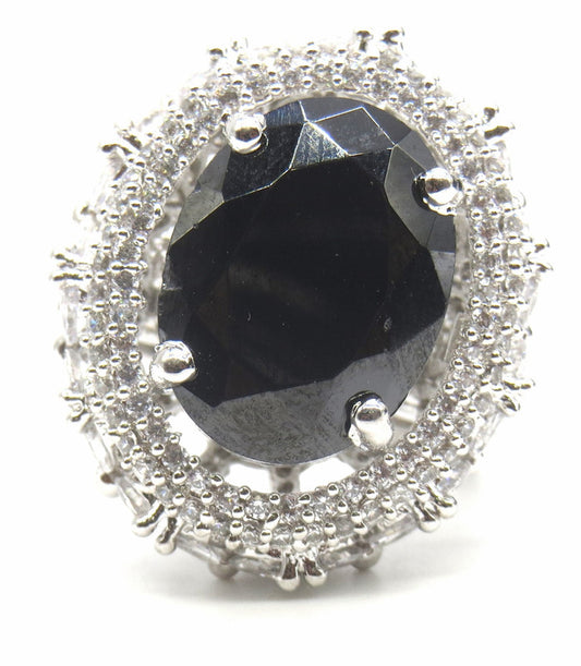 Jewelshingar Jewellery Fine American Diamond Black Ring ( 45689-ring )