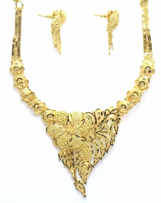 Jewelshingar Jewellery Antique Gold Plated Colour Plain Necklace set For Women ( 46127-g )