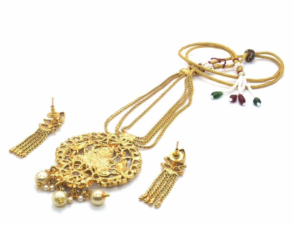 Jewelshingar Jewellery Antique Antique Plated Colour Gold Pendant Set For Women ( 46308-ps )