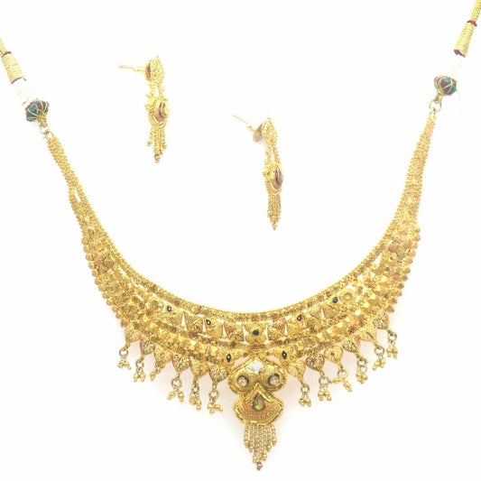 Jewelshingar Jewellery Gold Plated Colour Gold Necklace set For Women ( 46732-gn )