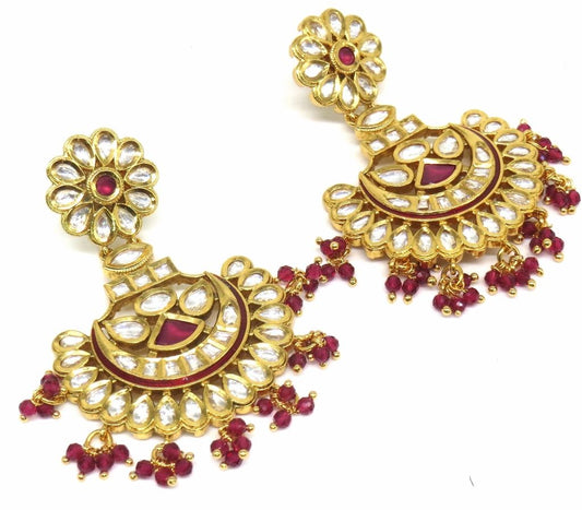 Jewelshingar Jewellery Gold Plating Ruby Colour Earrings For Women ( 48341-ace )