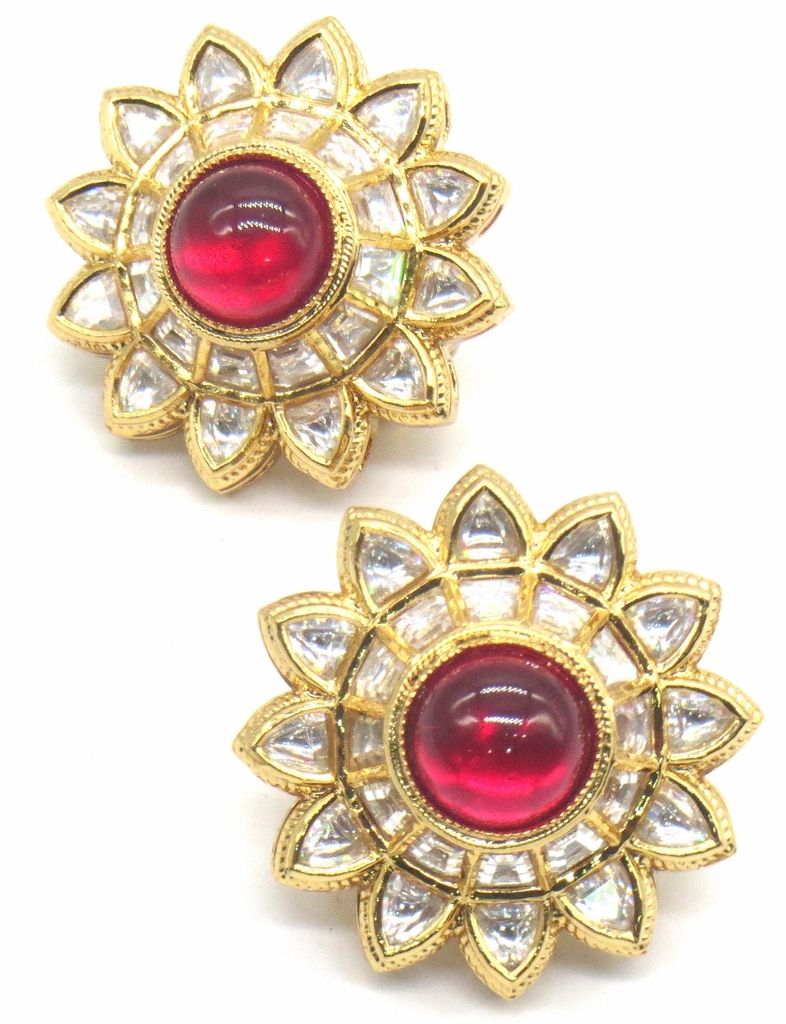 Jewelshingar Jewellery Gold Plating Ruby Colour Earrings For Women ( 48549-dce )