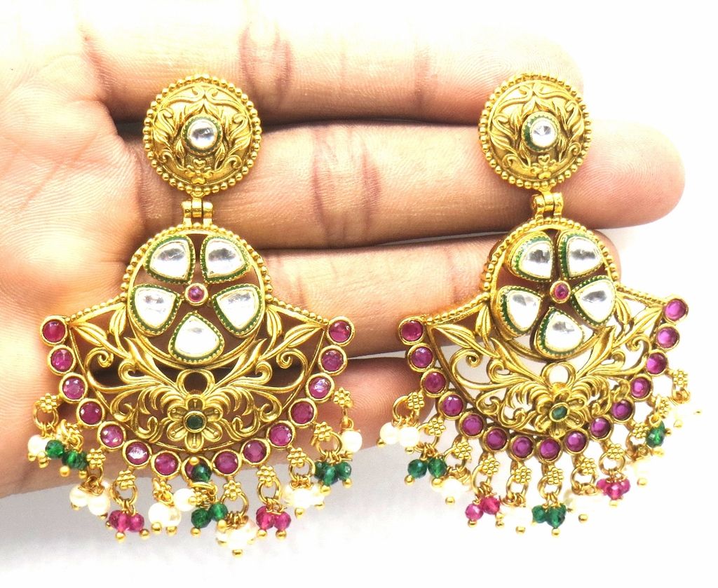 Jewelshingar Jewellery Antique Plating Multi Colour Earrings For Women ( 48562-pe )