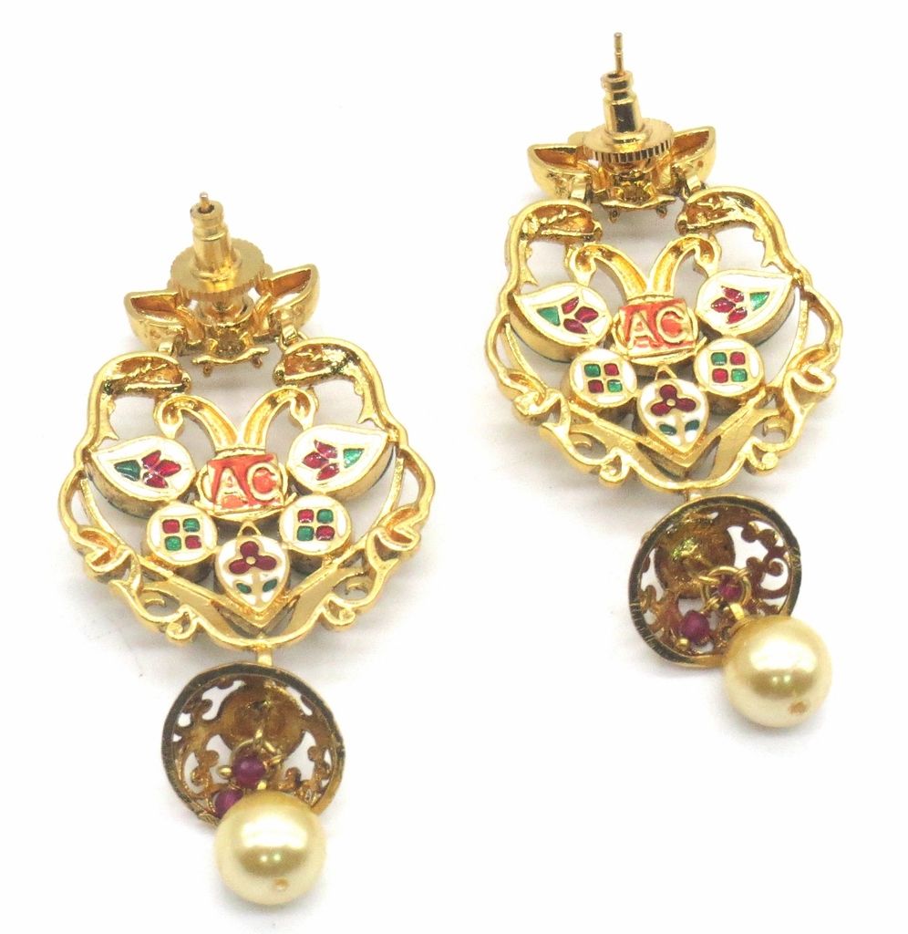 Jewelshingar Jewellery Antique Plating Ruby Colour Earrings For Women ( 48640-acj )