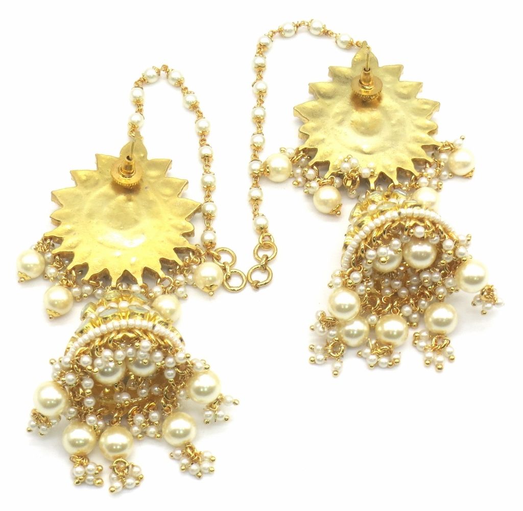 Jewelshingar Jewellery Gold Plating clear Colour Earrings For Women ( 48780-acj )