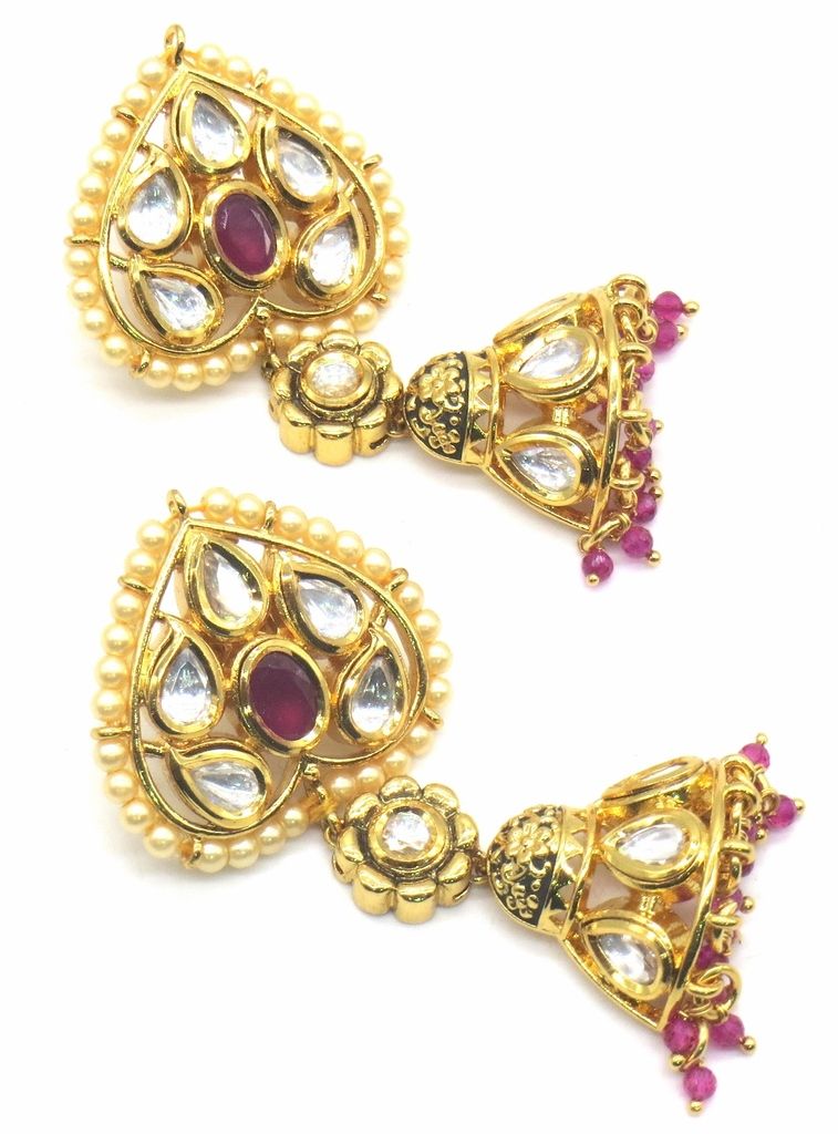 Jewelshingar Jewellery Gold Plating Ruby Colour Earrings For Women ( 48808-acj )