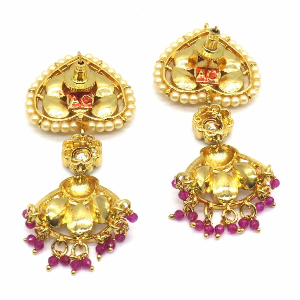 Jewelshingar Jewellery Gold Plating Ruby Colour Earrings For Women ( 48808-acj )