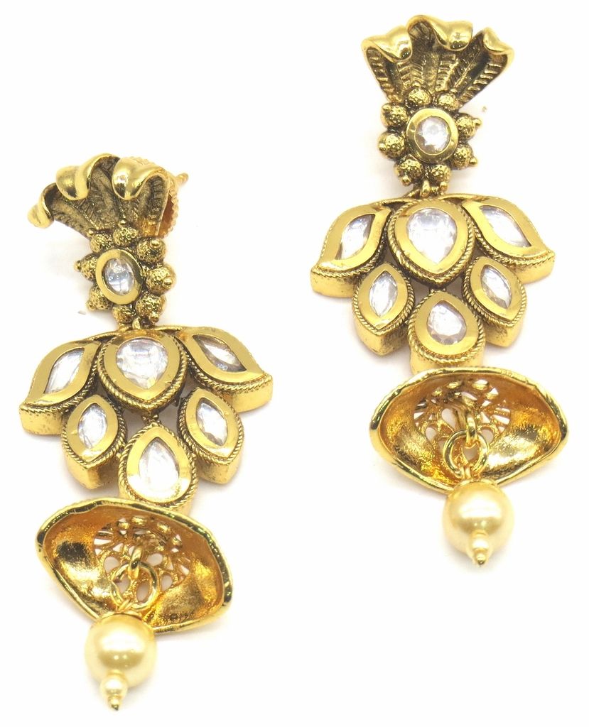 Jewelshingar Jewellery Gold Plating Clear Colour Earrings For Women ( 48825-acj )