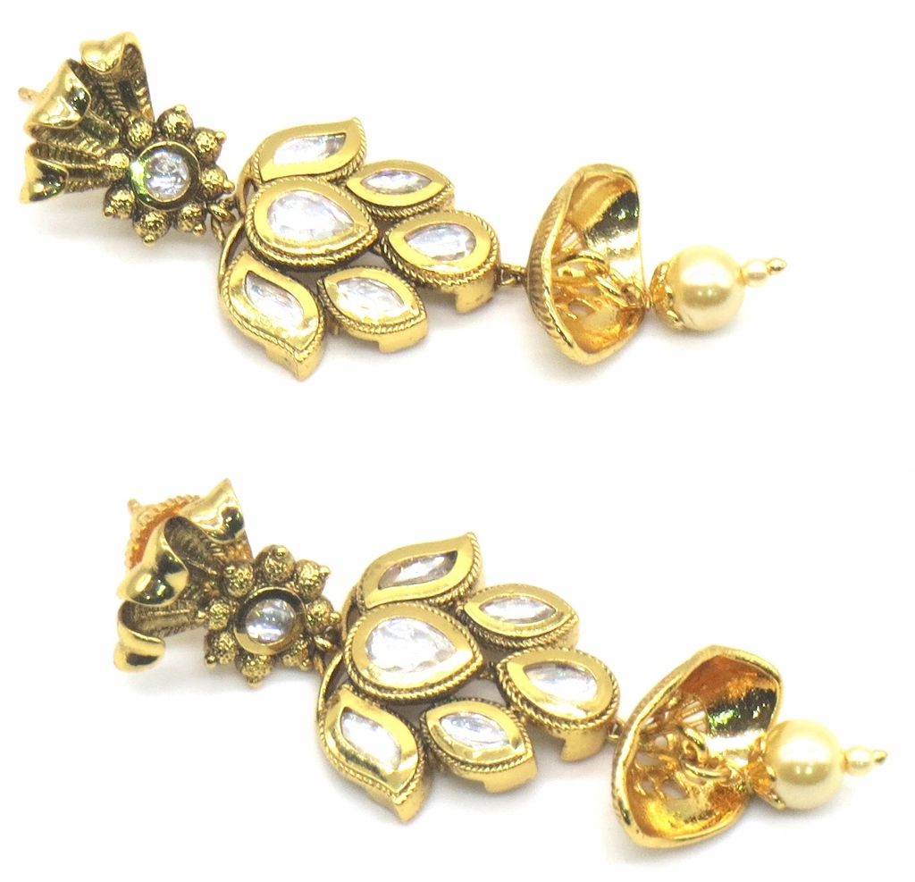 Jewelshingar Jewellery Gold Plating Clear Colour Earrings For Women ( 48825-acj )