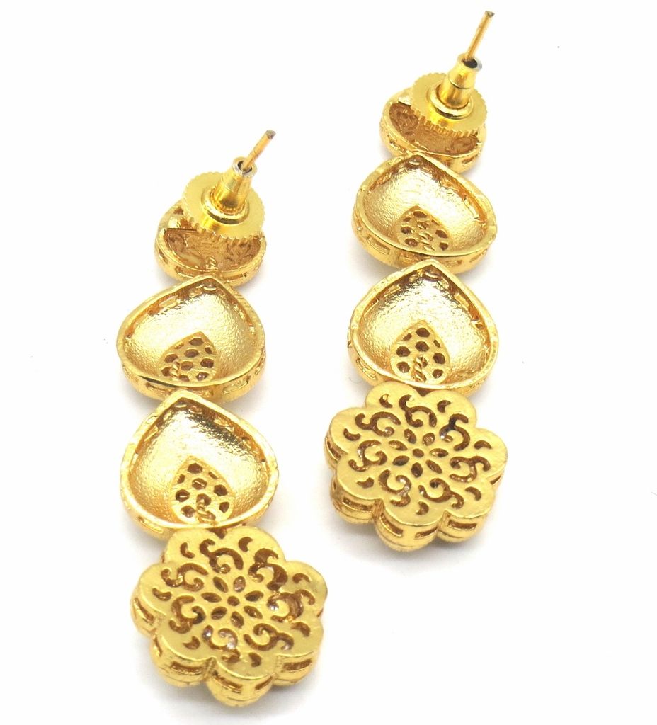 Jewelshingar Jewellery Gold Plating Cream Colour Earrings For Women ( 48876-ace )