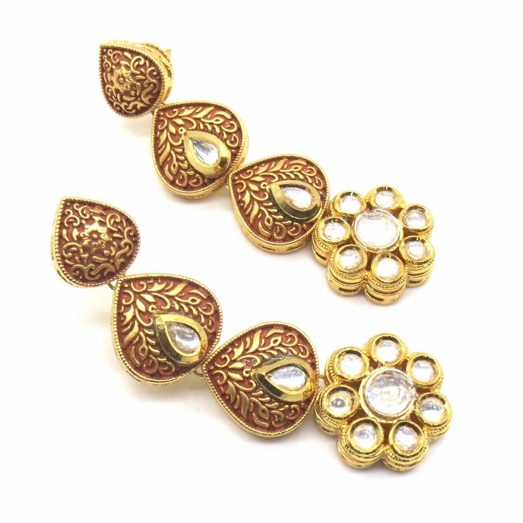 Jewelshingar Jewellery Gold Plating Rust Colour Earrings For Women ( 48881-ace )