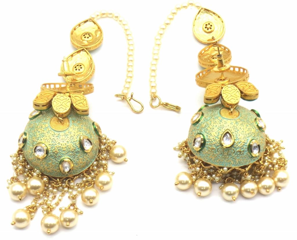 Jewelshingar Jewellery Gold Plating Pista Colour Earrings For Women ( 48895-acj )