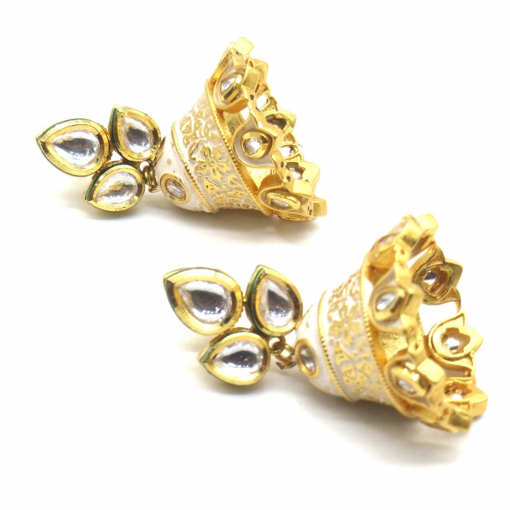 Jewelshingar Jewellery Gold Plating White Colour Earrings For Women ( 48921-acj )